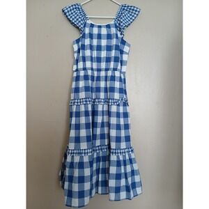 Crewcuts Dress 16 Girls Gingham Midi 100 Cotton Tiered Peasant Cottage Boho